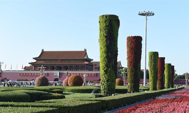 广场国庆花坛开始布置.jpg