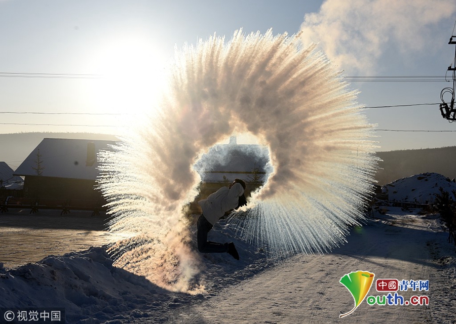 黑龙江漠河最低气温达-40℃ 泼水成冰