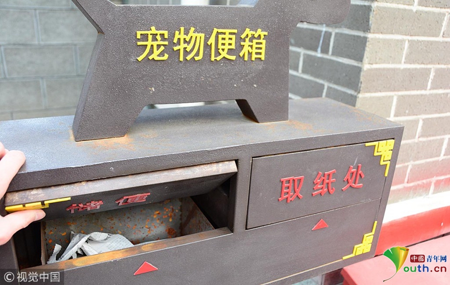宠物便箱亮相济南街头 自带手纸方便粪便收集
