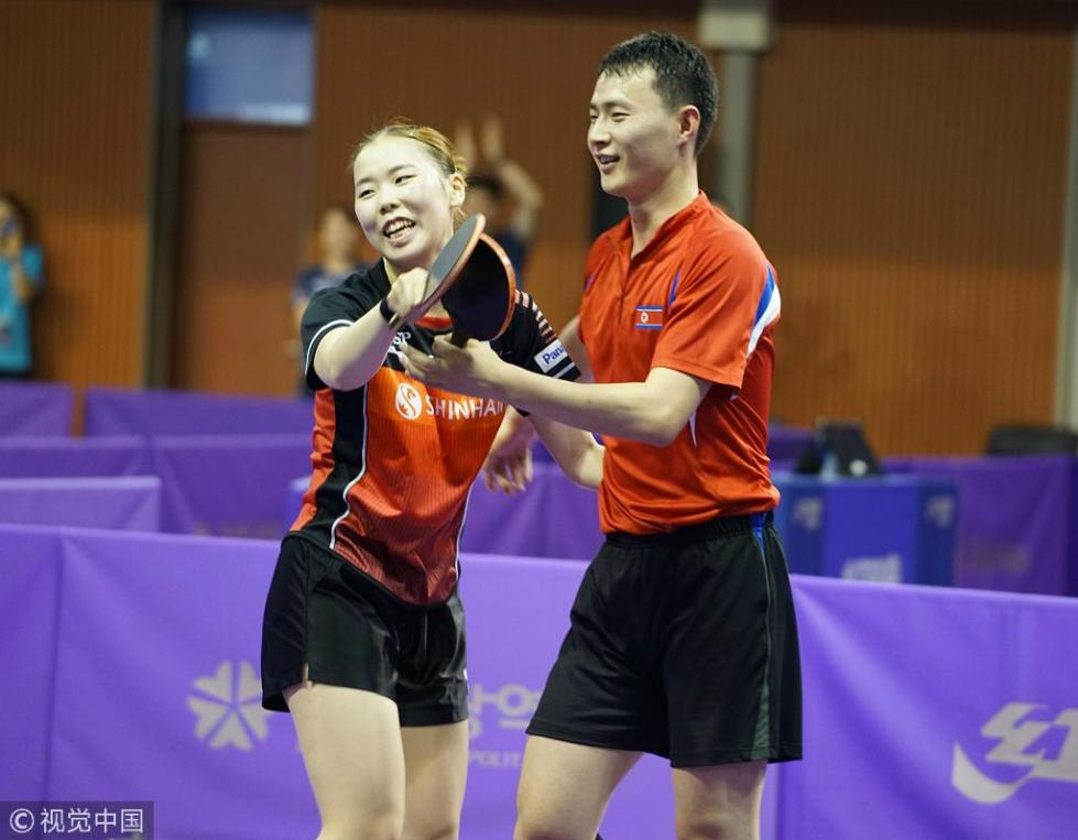 韩朝联队亮相国际乒联世界巡回赛韩国公开赛