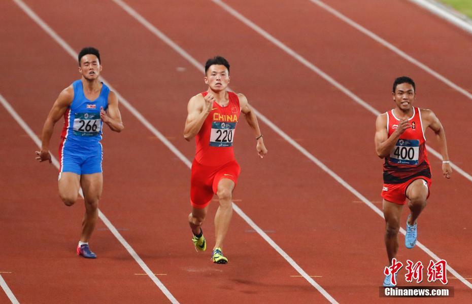 雅加达亚运会百米预赛苏炳添小组第1 携许周政