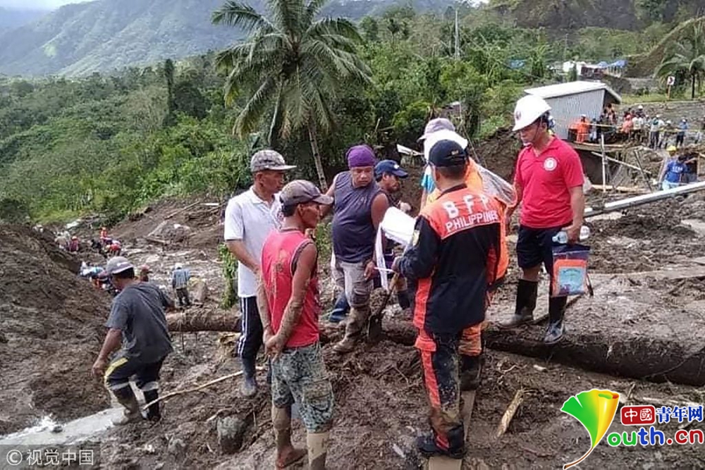 台风玉兔袭击菲律宾 山体滑坡致20多人被埋