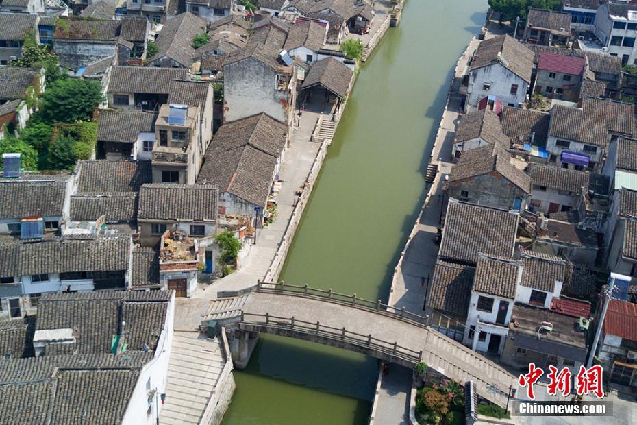 航拍宜兴周铁古镇 明清建筑星罗棋布