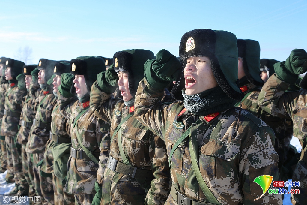 零下30度 呼伦贝尔武警进行高寒野外拉练