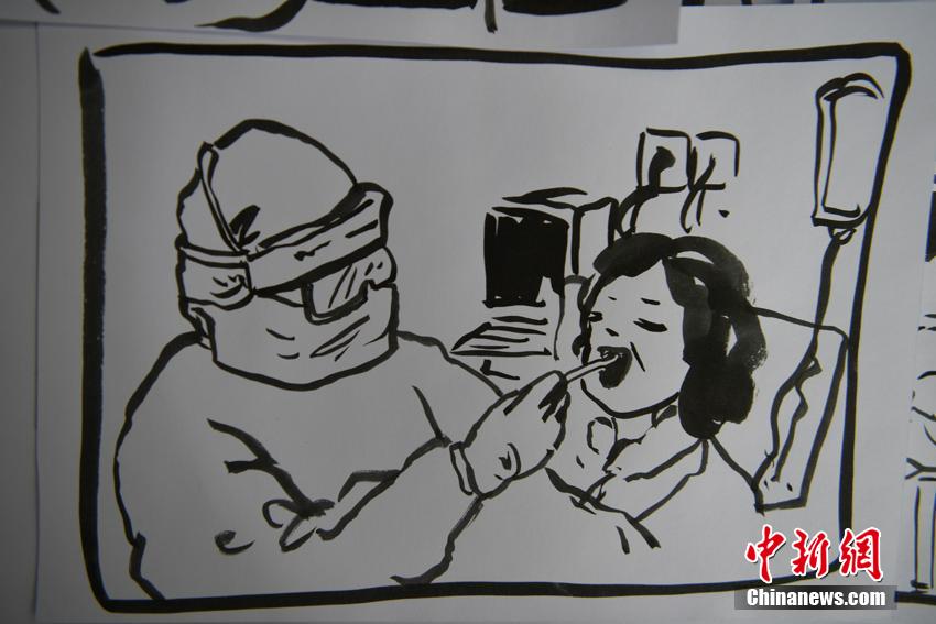 长春市民手绘抗疫翻页画向医护人员致敬