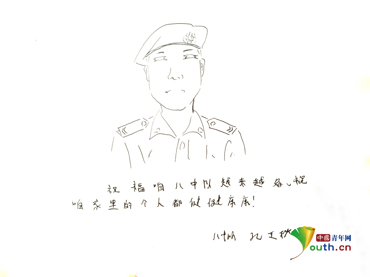 武警北京总队十二支队八中队大厅墙上的简笔画.